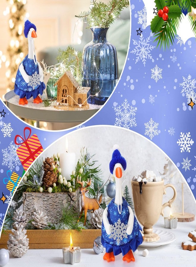 Abbylike Winter Mini Desk Goose Outfit 7 Inch Magnetic Silly Goose Statue Holiday Decor Gifts for Winter Christmas Holiday Magnetic Duck Statue Table Desk Key Holder Decor(Snowflake) - Image 5